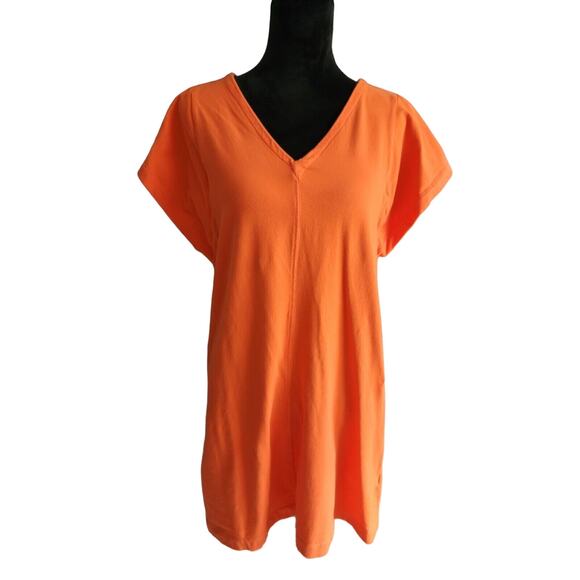 Free Assembly Women's Tigerlily Orange V-Neck Dress with Flounce Sleeves Size S - Picture 2 of 6